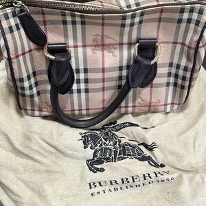 Burberry Beige and Black Plaid Handbag